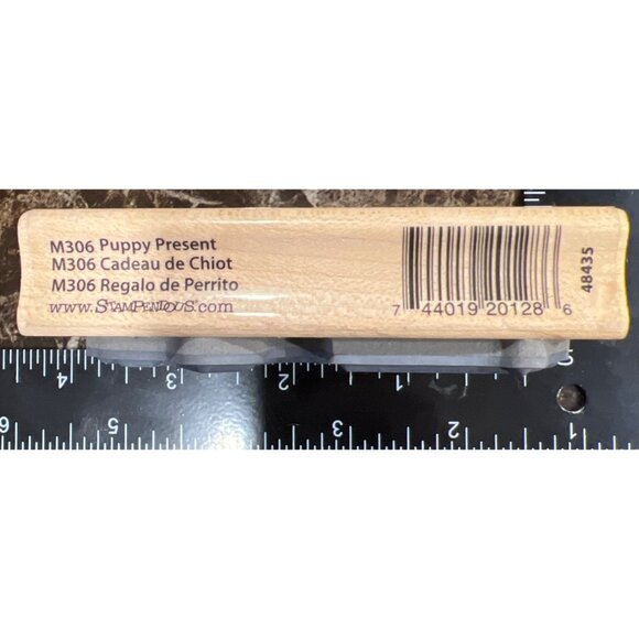 2013 Stampendous Wood-Mounted Rubber Stamp M306 Puppy Present Christmas - Picture 3 of 4